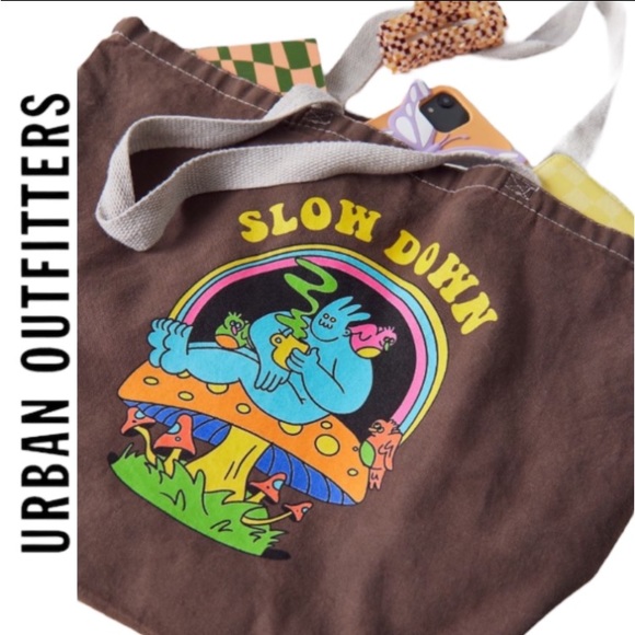 Dreyfus Urban Outfitters UO Brown Graphic Tote Bag - Picture 4 of 4